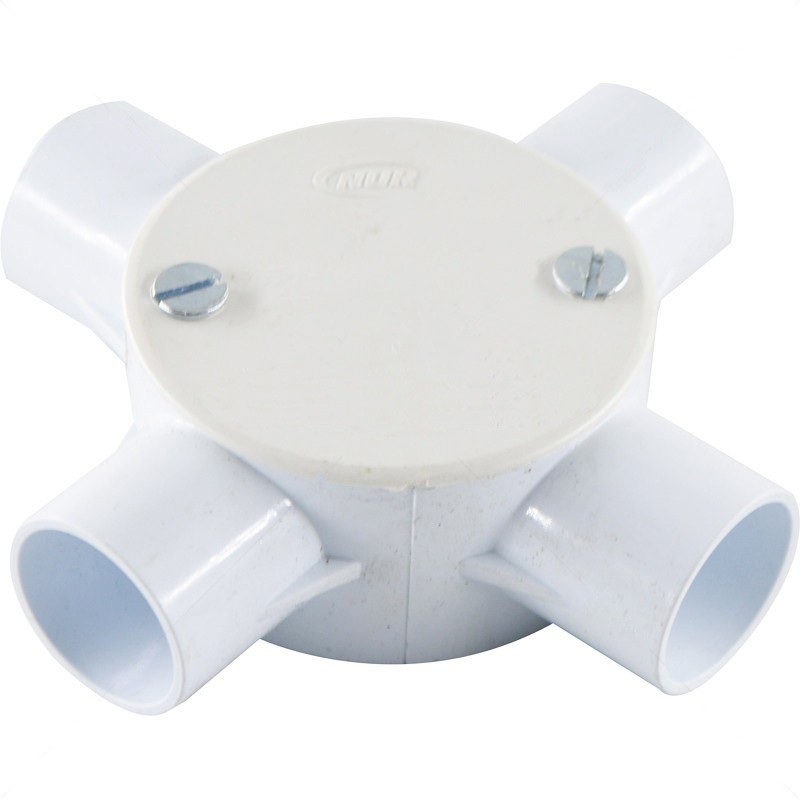 Conduit PVC - 25mm 4 Way Box - With Lid+Screw
